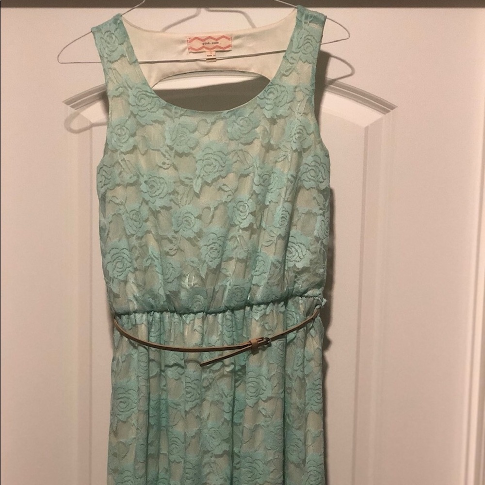 Mint dress with nude belt